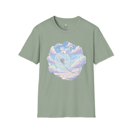 Cat Flying On A Giant Dandelion T-Shirt