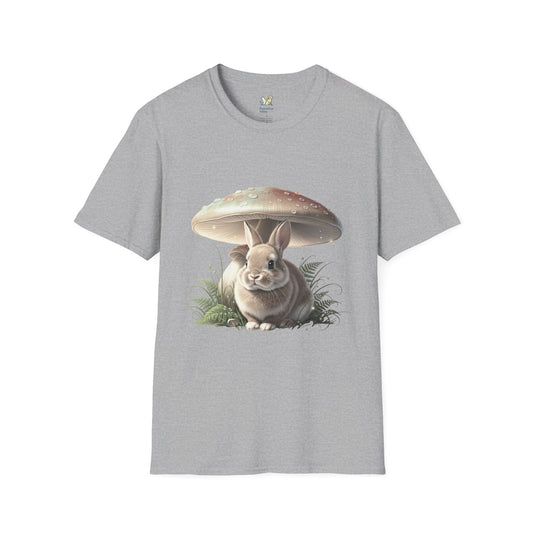 Fluffy Rabbit Beneath A Mushroom T-Shirt