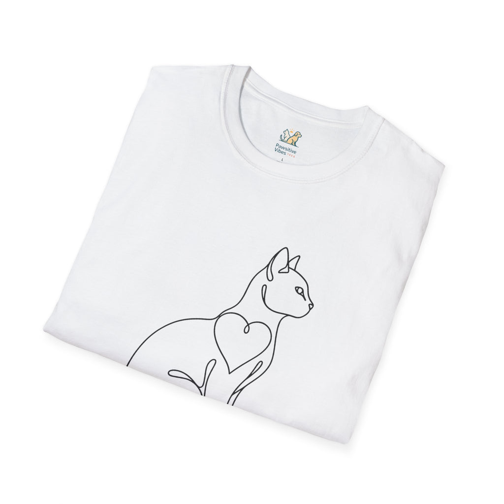 Sitting Cat Line Art T-Shirt