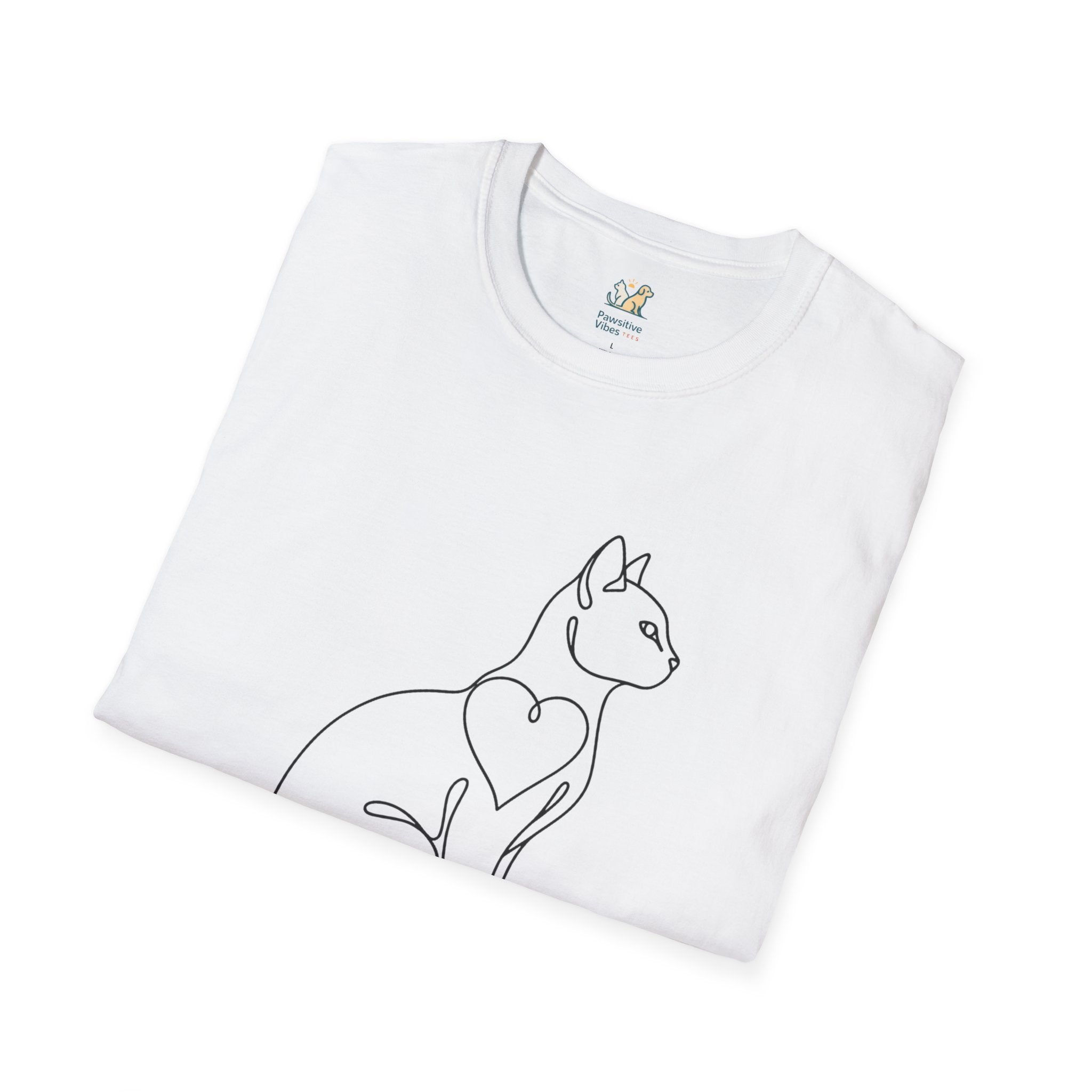 Sitting Cat Line Art T-Shirt