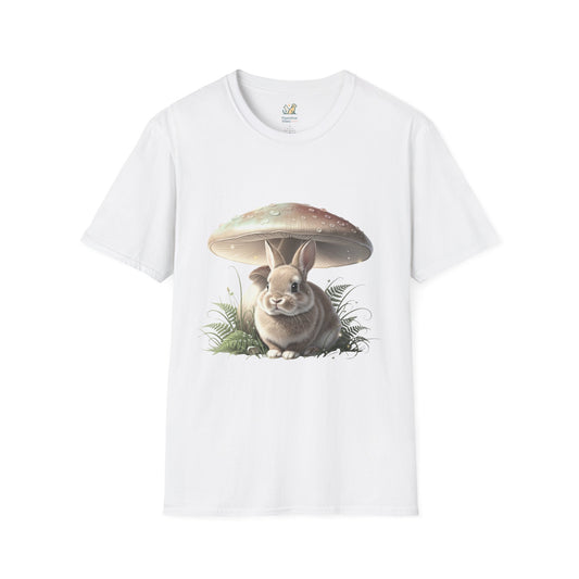Fluffy Rabbit Beneath A Mushroom T-Shirt