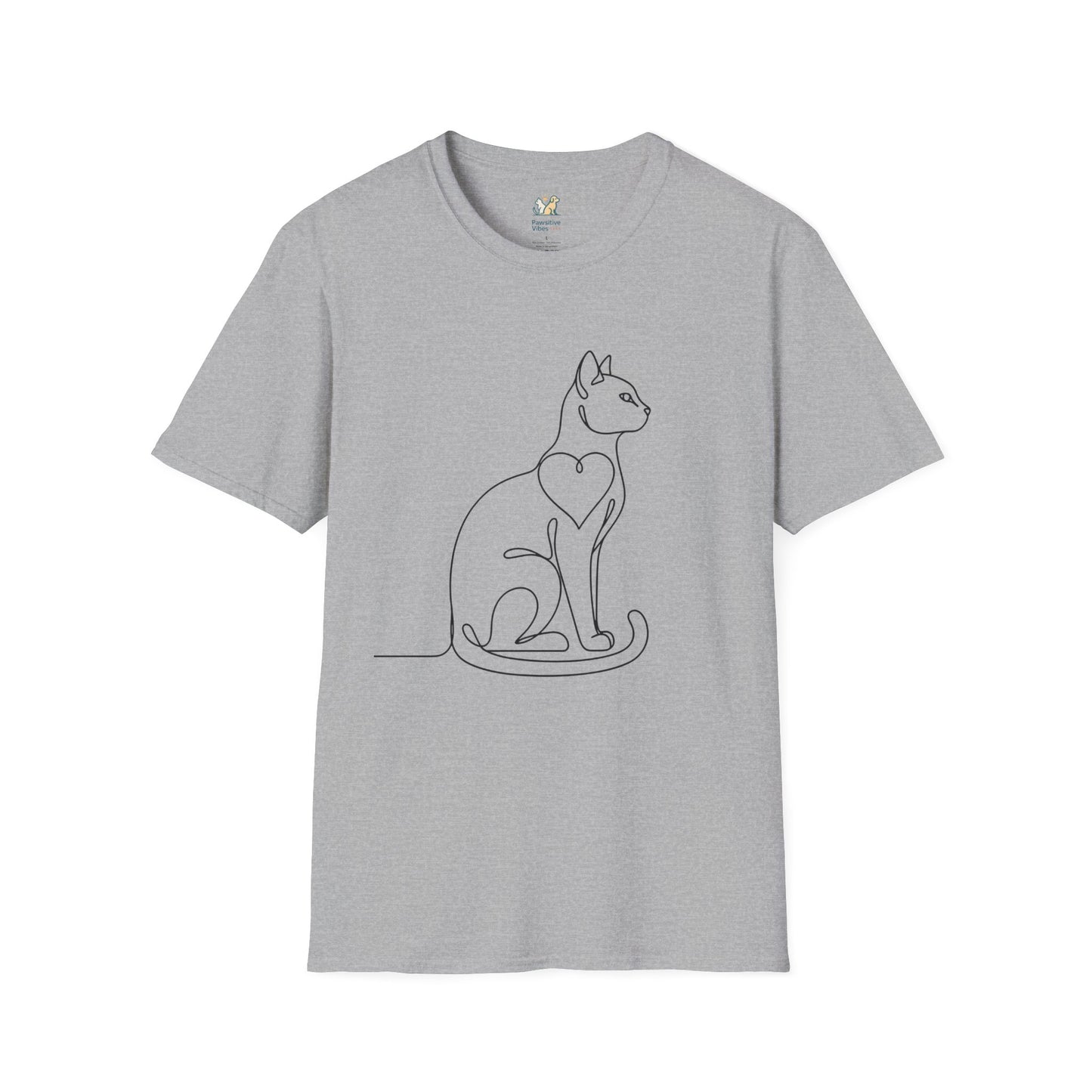 Sitting Cat Line Art T-Shirt