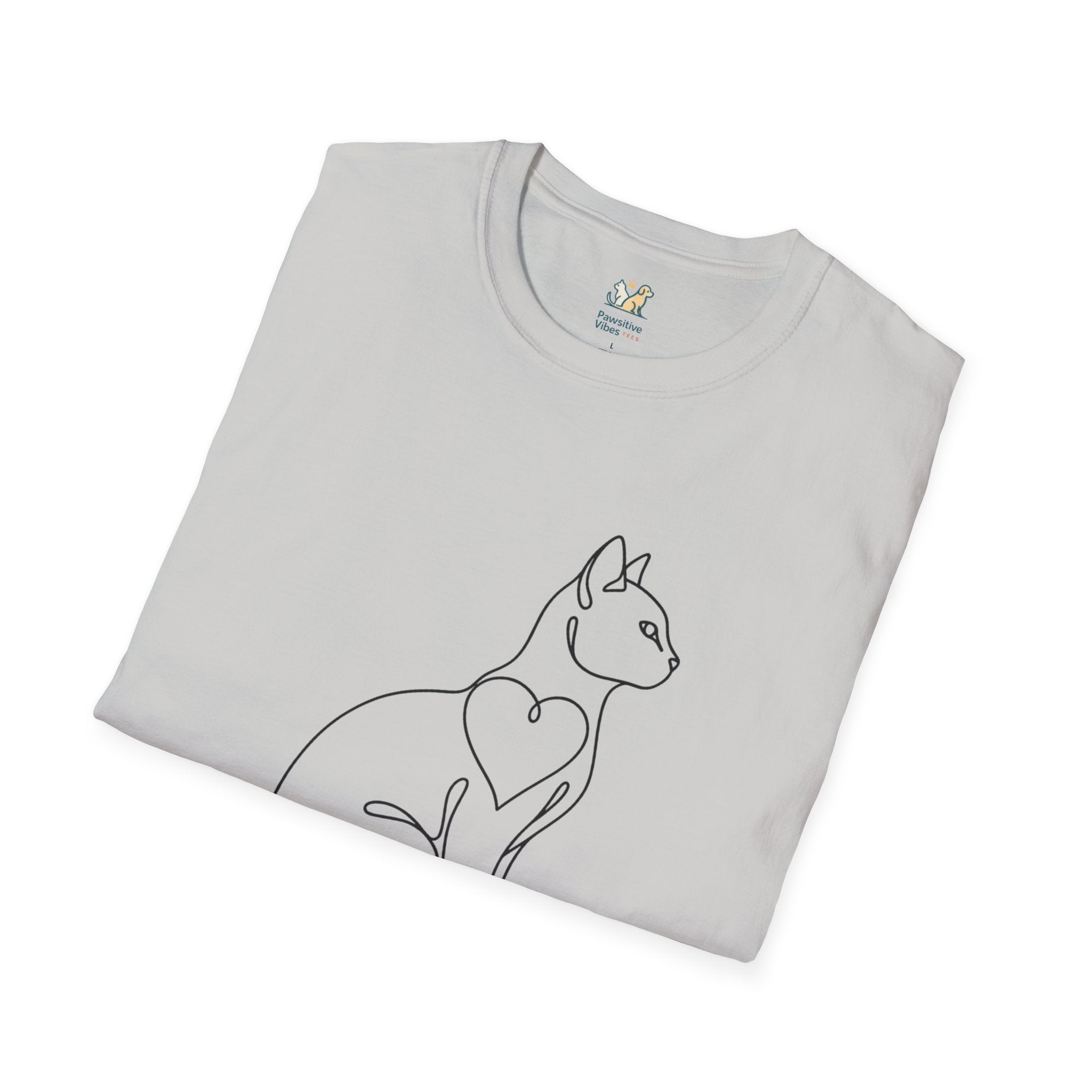 Sitting Cat Line Art T-Shirt