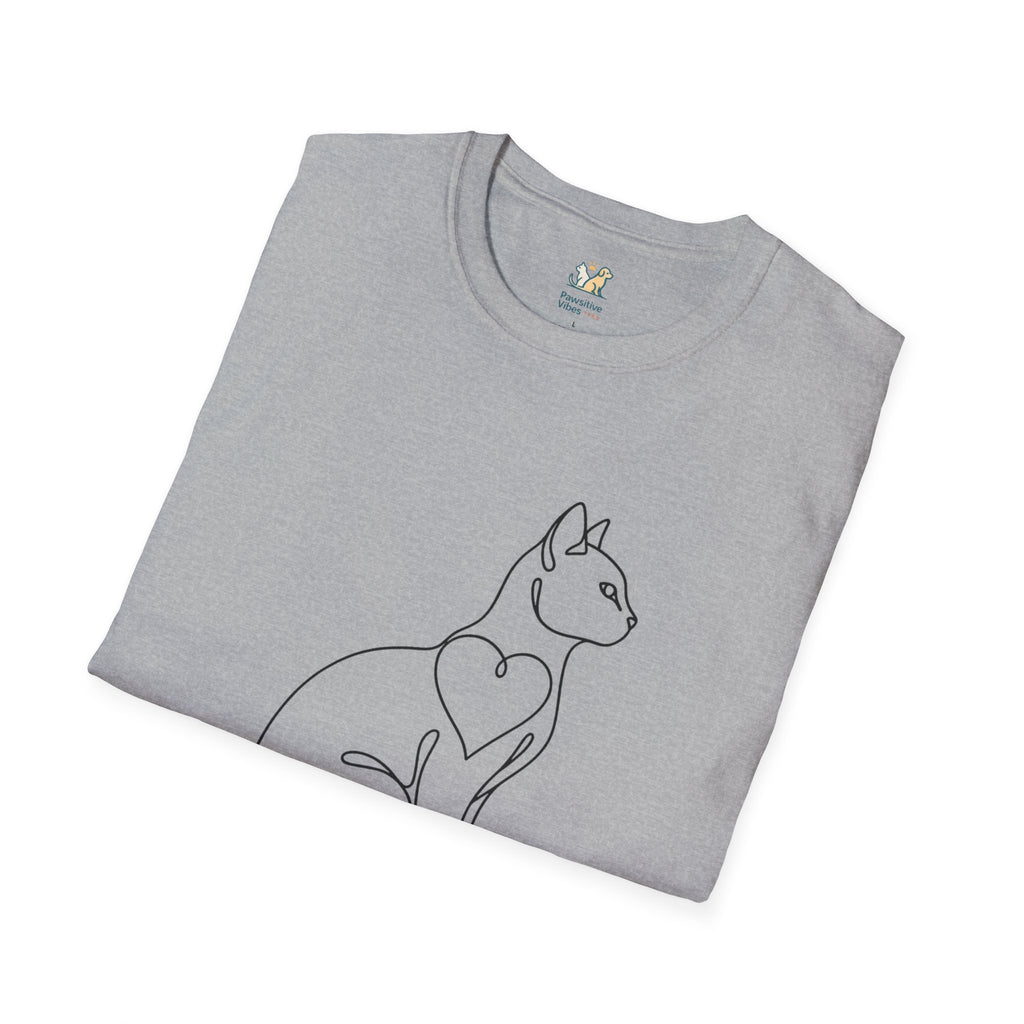 Sitting Cat Line Art T-Shirt