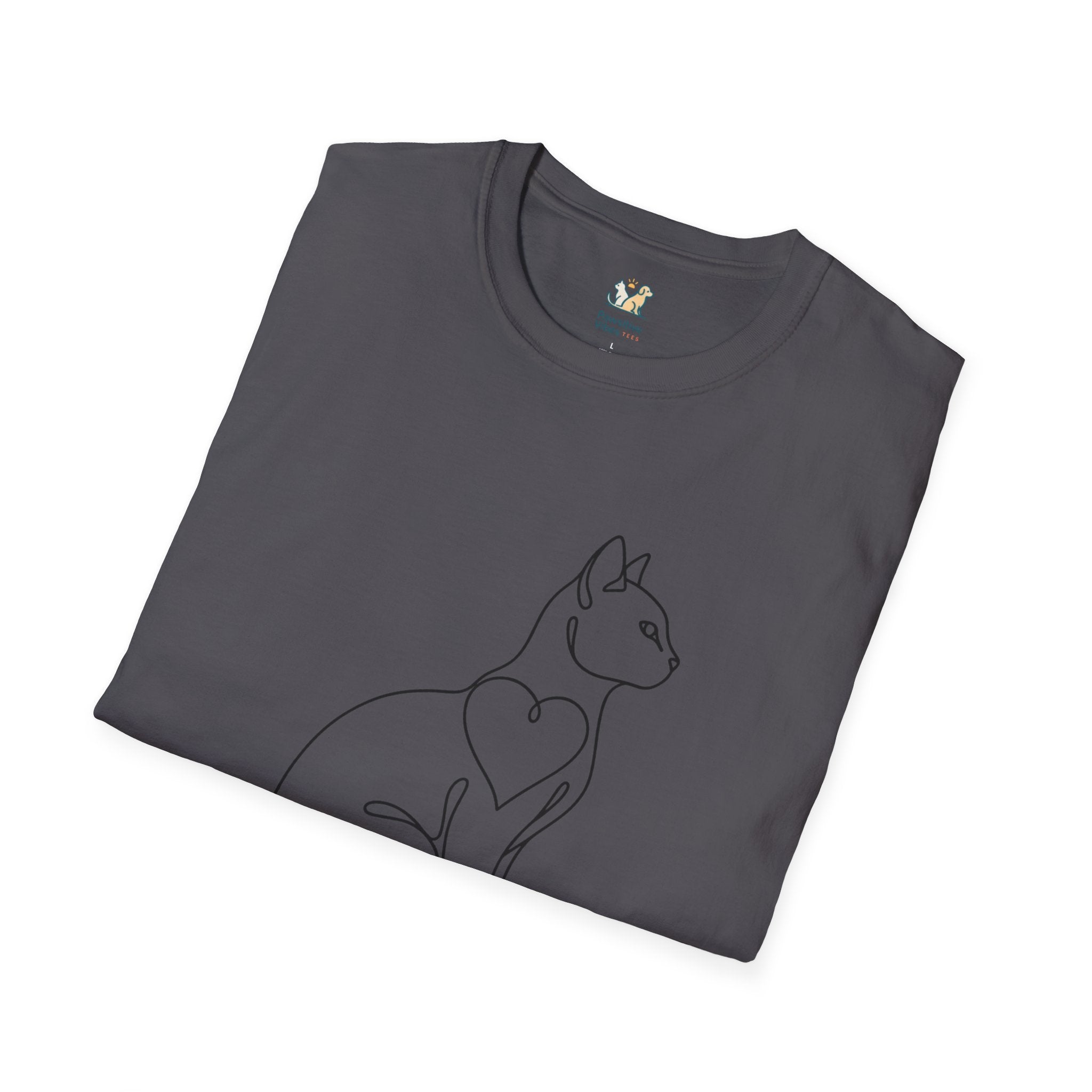 Sitting Cat Line Art T-Shirt