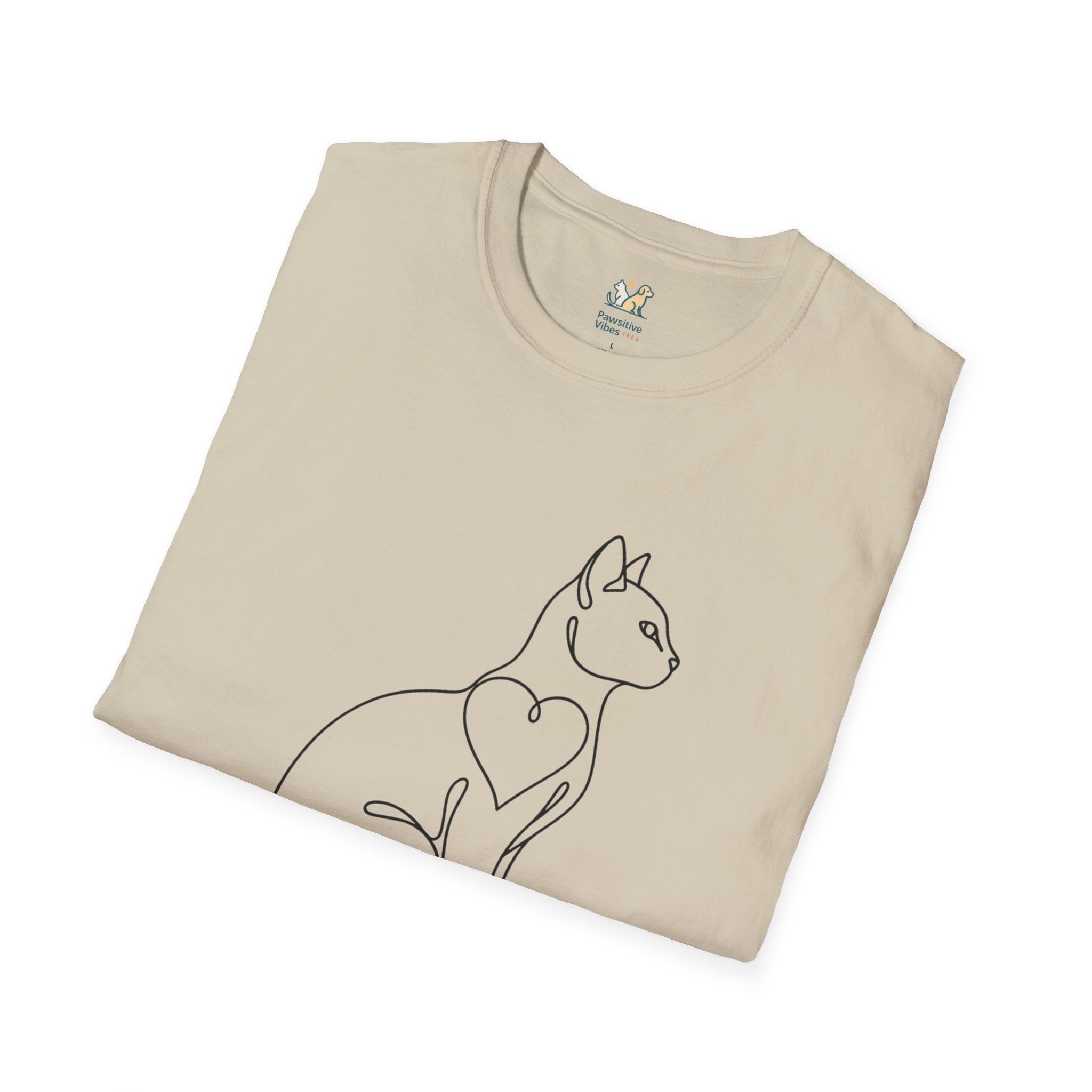 Sitting Cat Line Art T-Shirt
