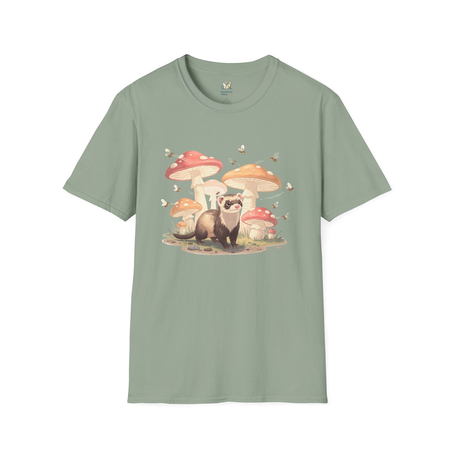 Ferret With Giant Mushrooms  T-Shirt