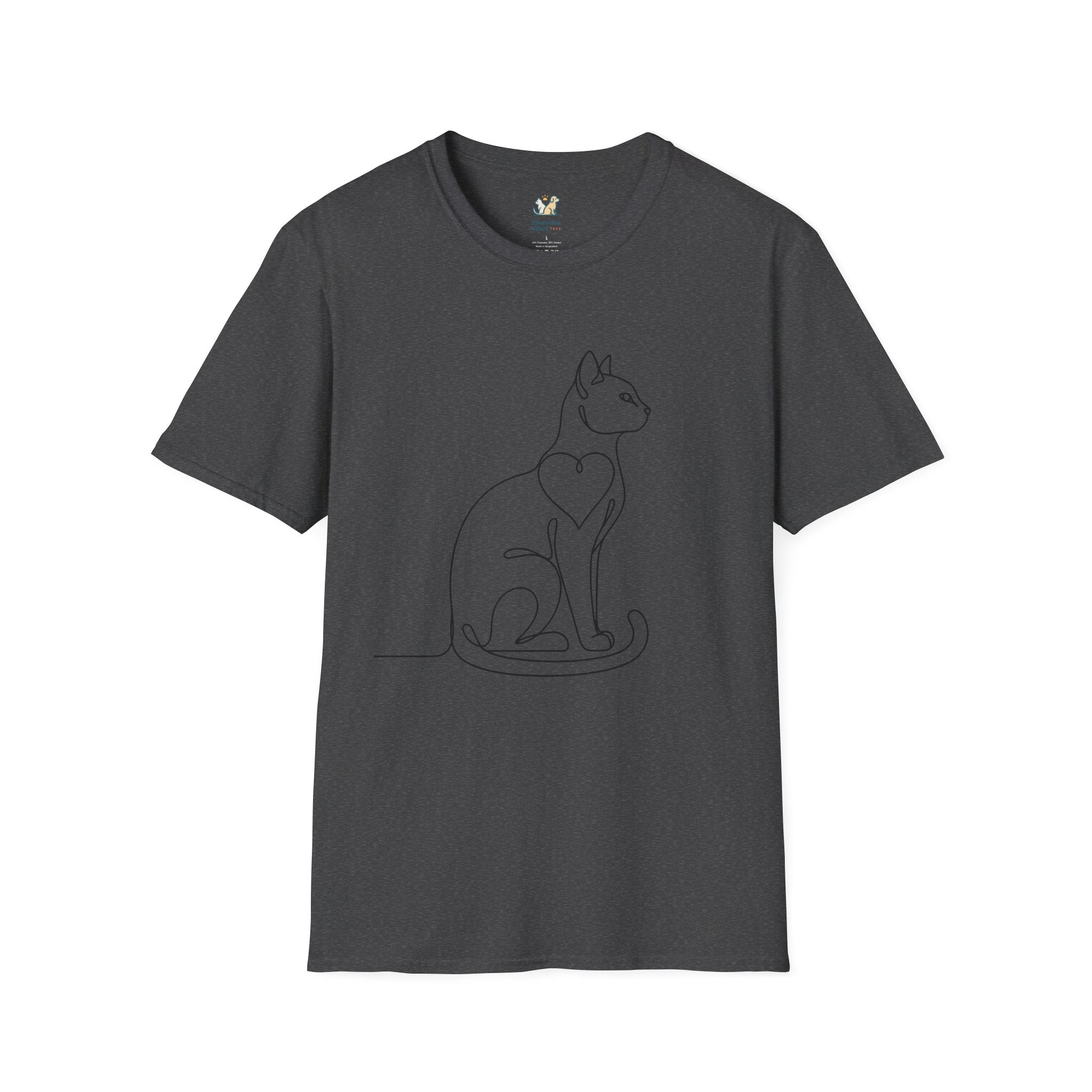 Sitting Cat Line Art T-Shirt