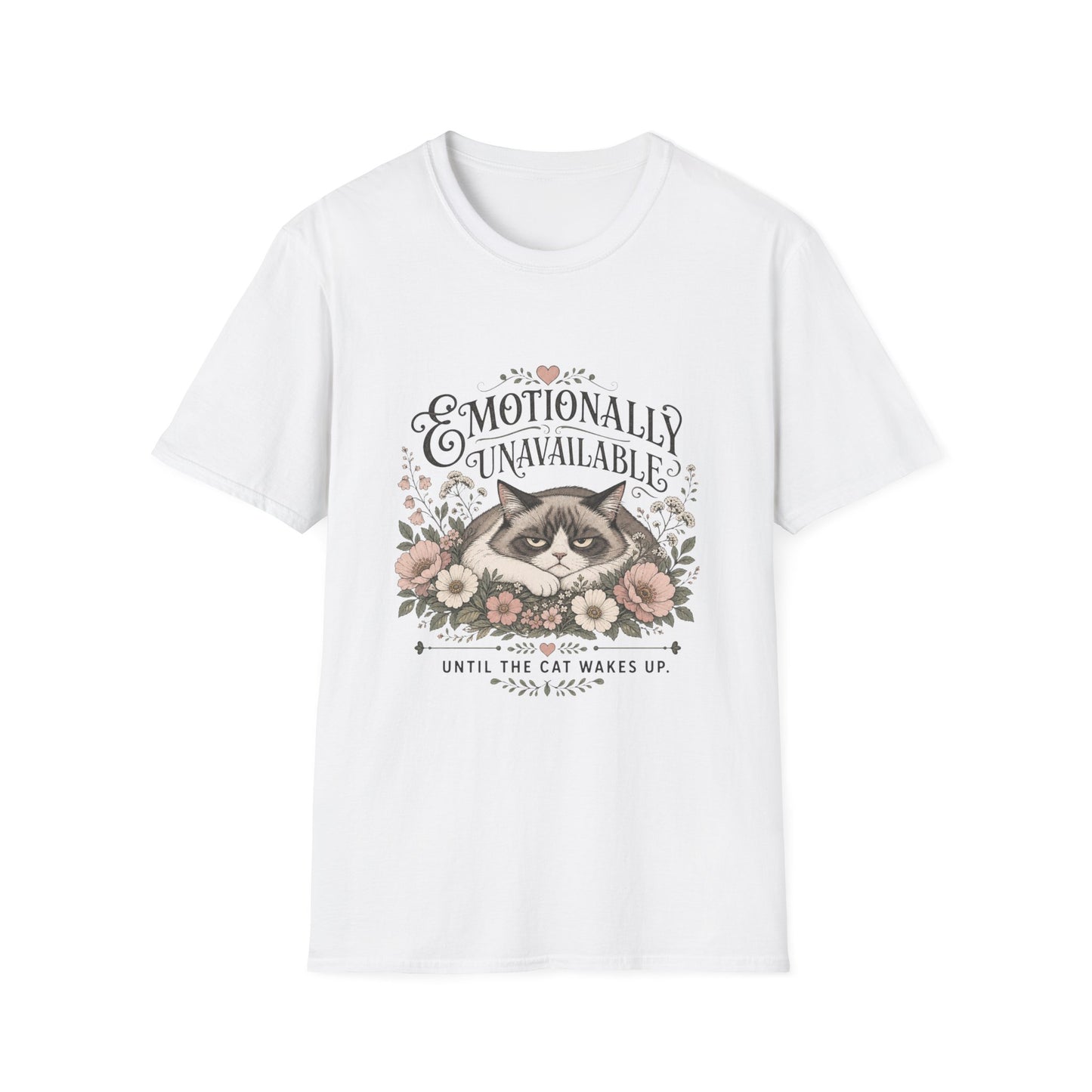 Emotionally Unavailable Until The Cat Wakes Up T-Shirt