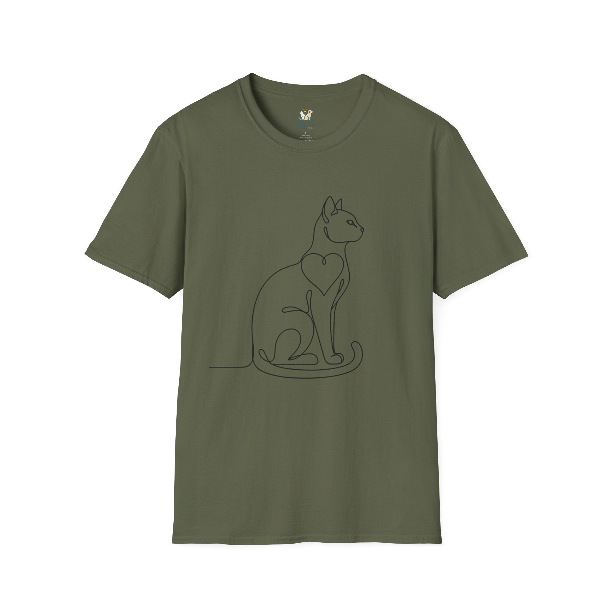 Sitting Cat Line Art T-Shirt