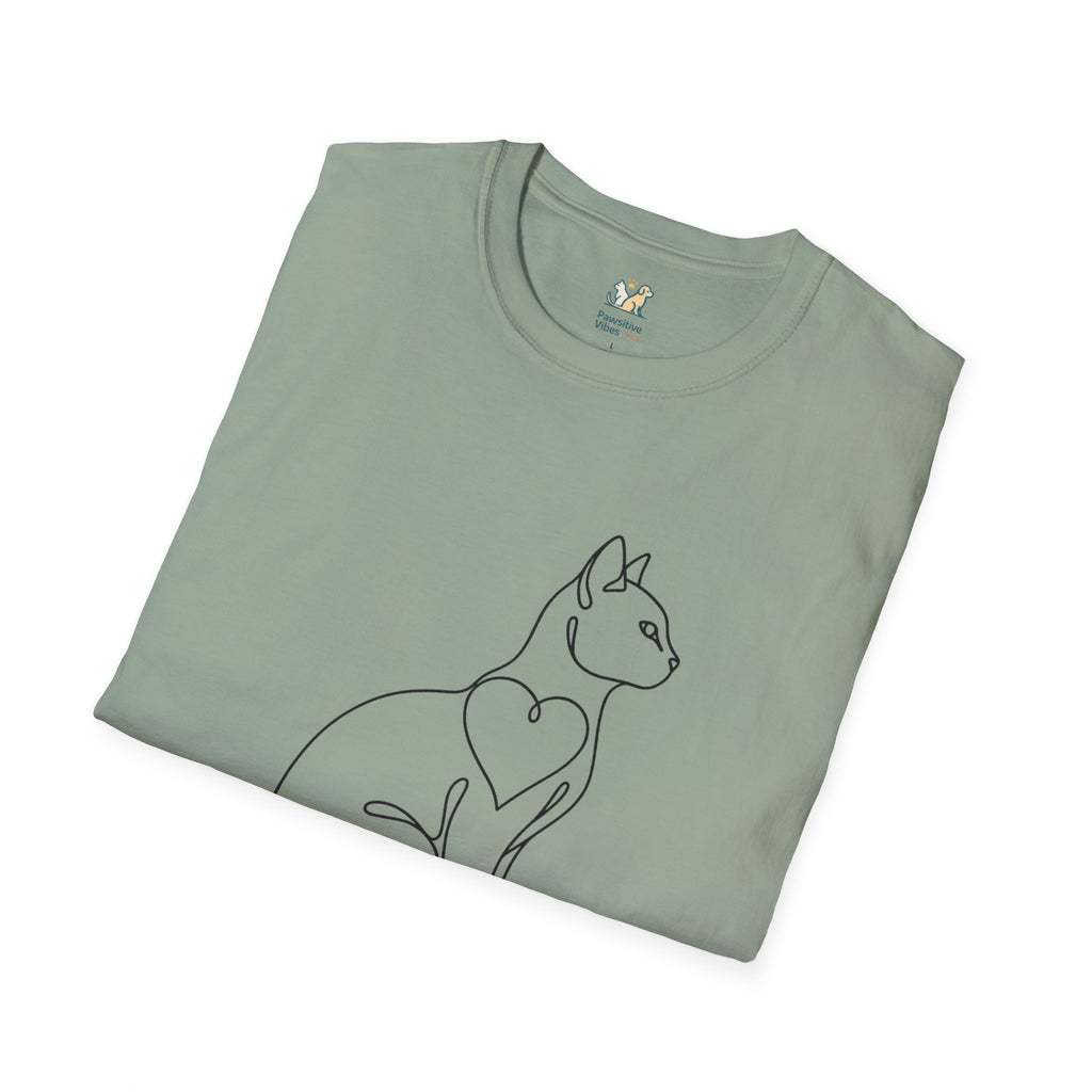 Sitting Cat Line Art T-Shirt