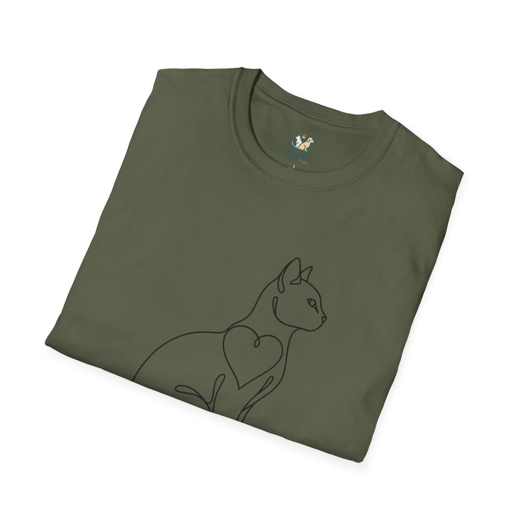 Sitting Cat Line Art T-Shirt
