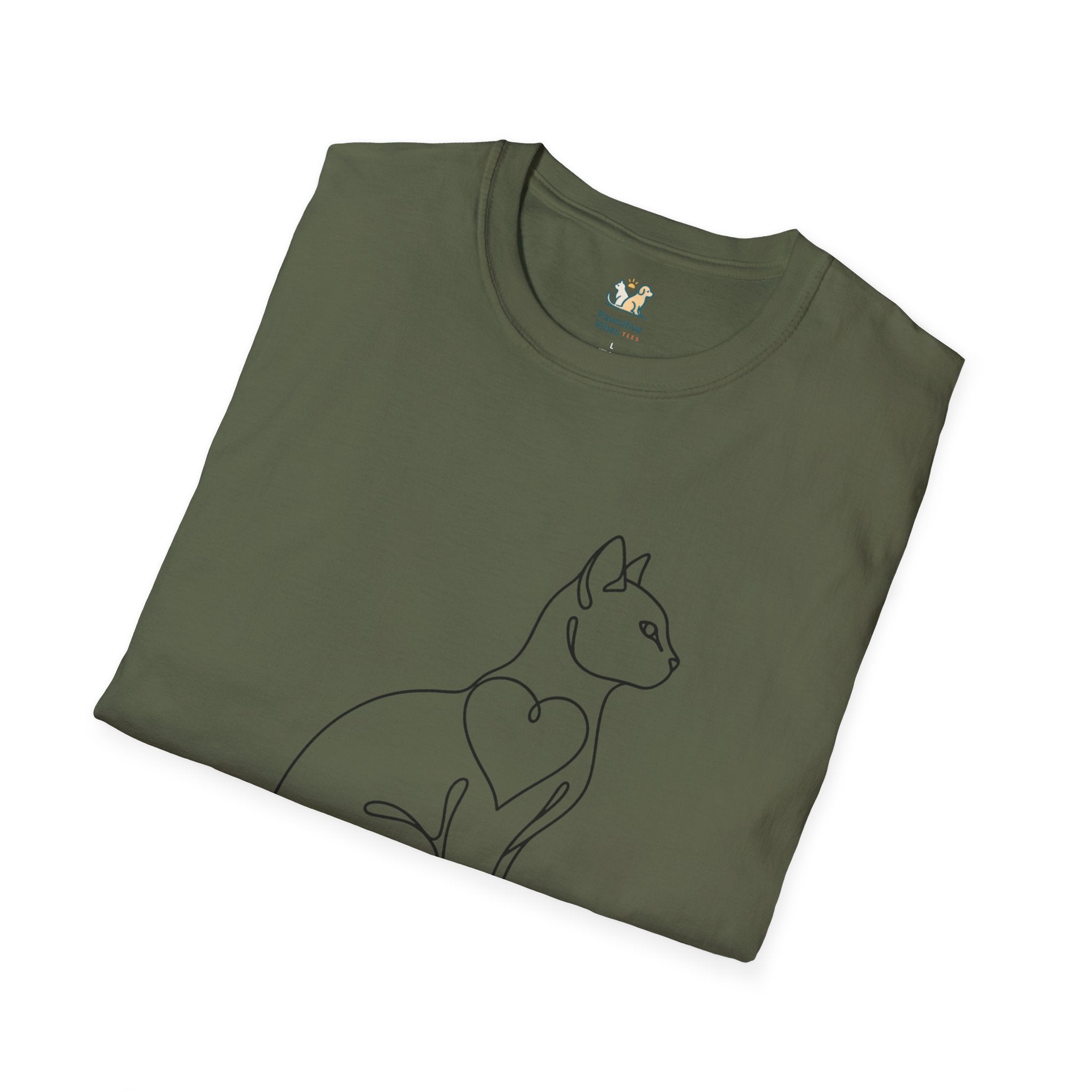 Sitting Cat Line Art T-Shirt
