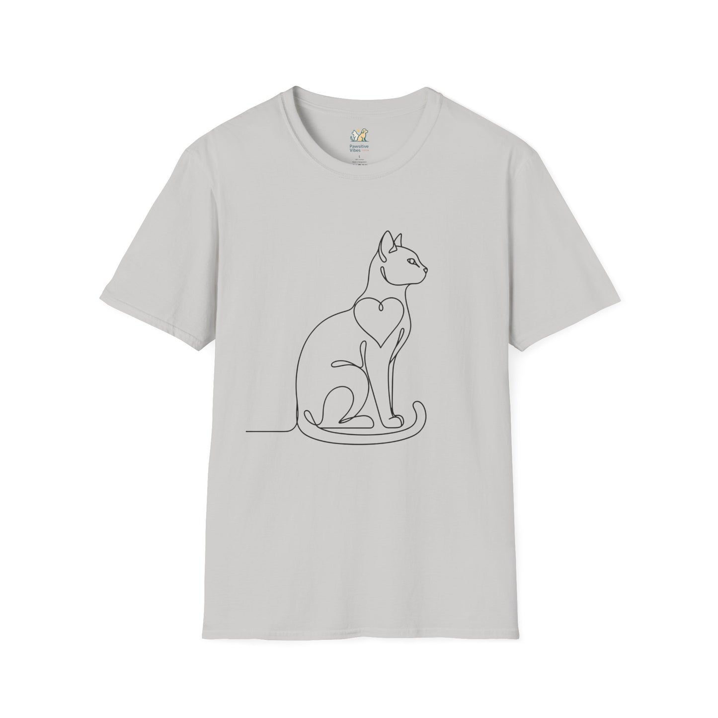 Sitting Cat Line Art T-Shirt