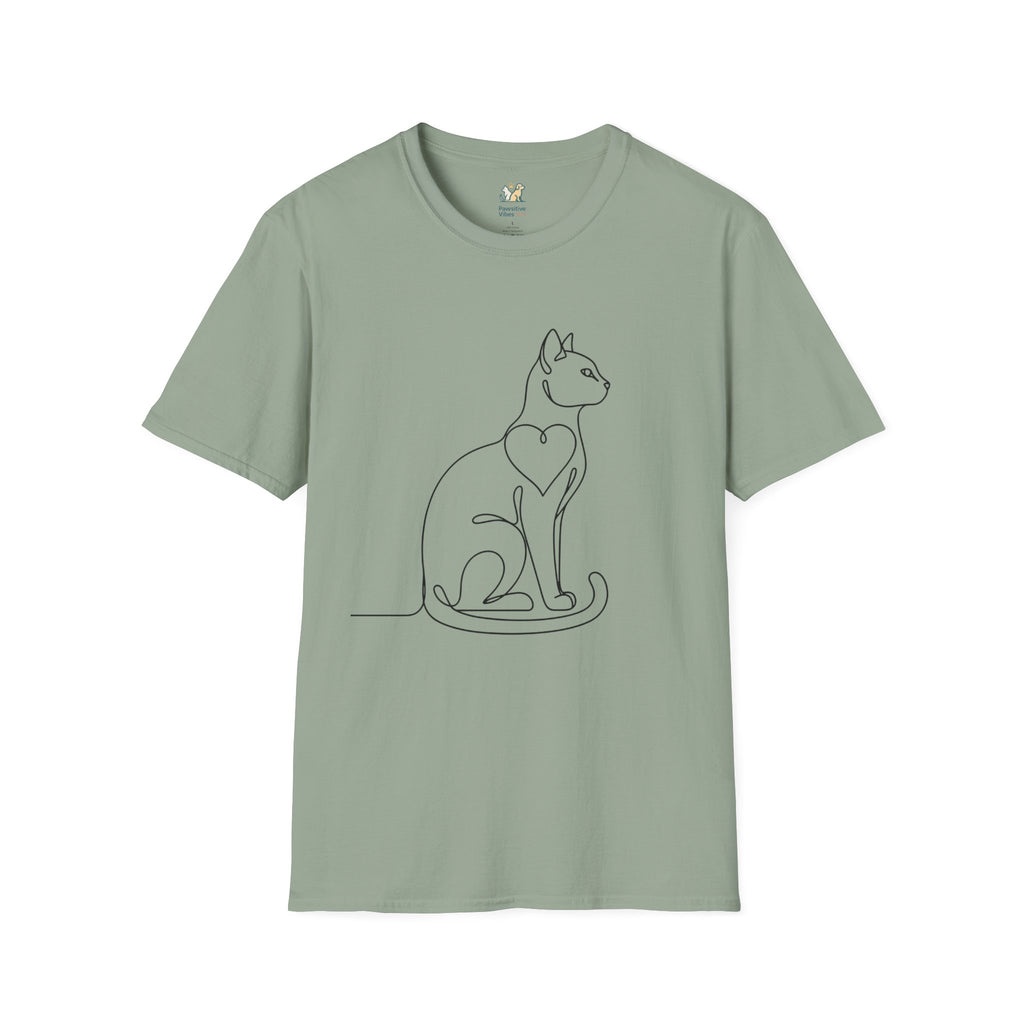 Sitting Cat Line Art T-Shirt