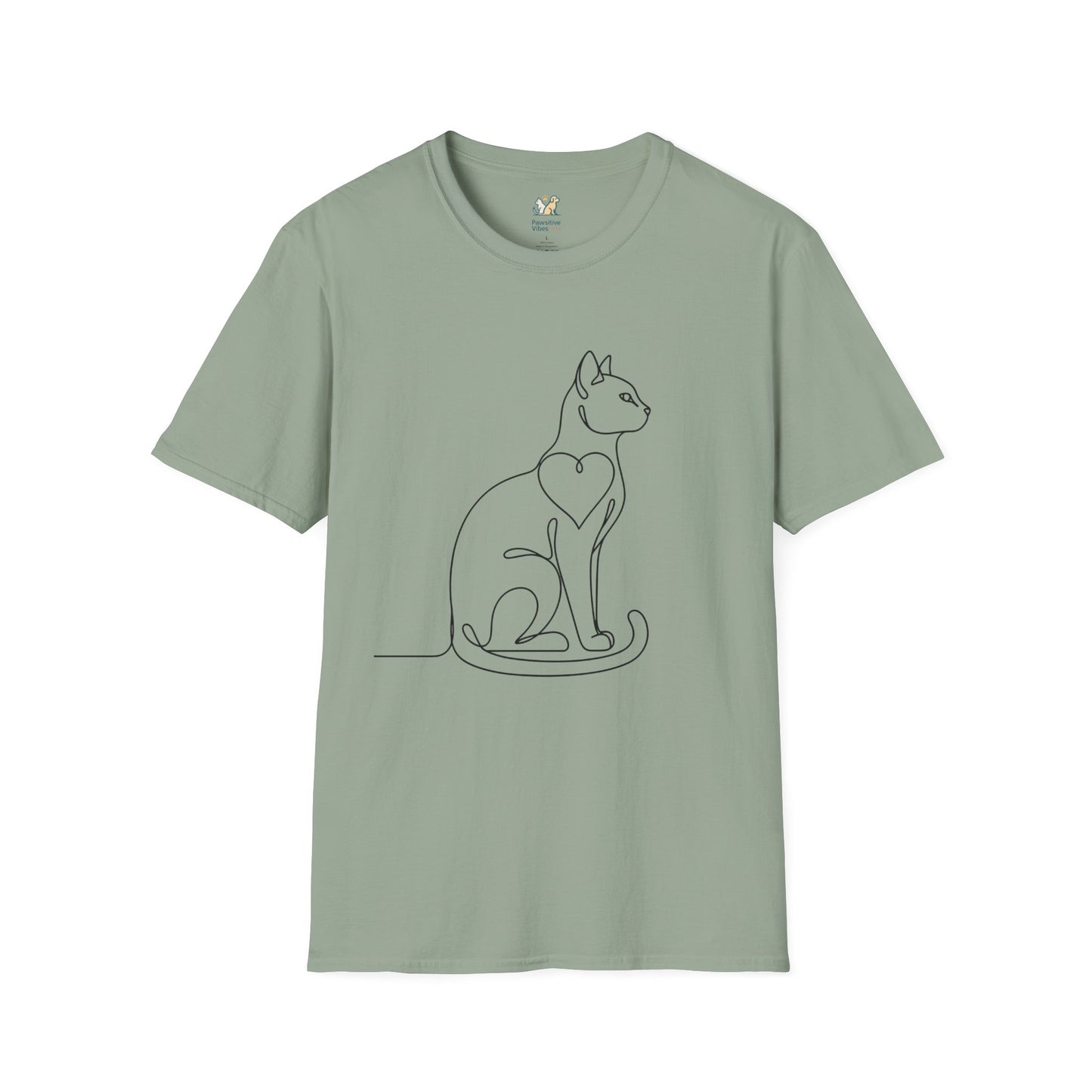 Sitting Cat Line Art T-Shirt