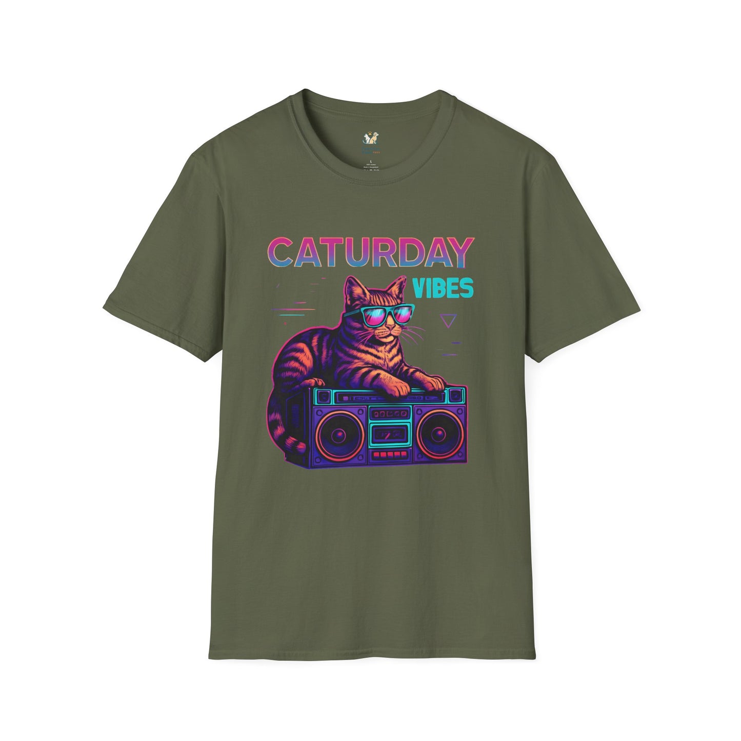Neon cat boombox vibes T-Shirt