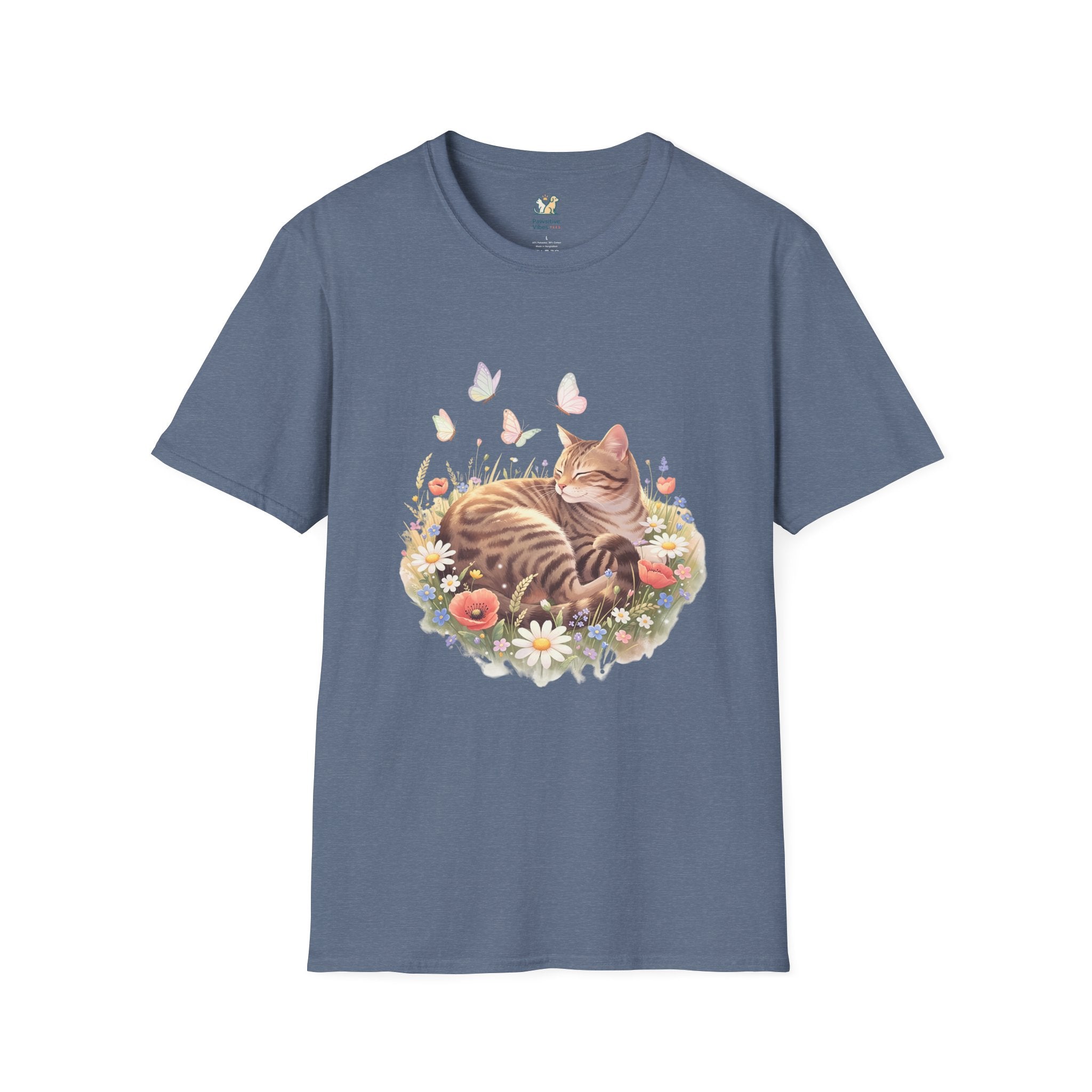 Tabby Cat Curled In Wildflowers T-Shirt
