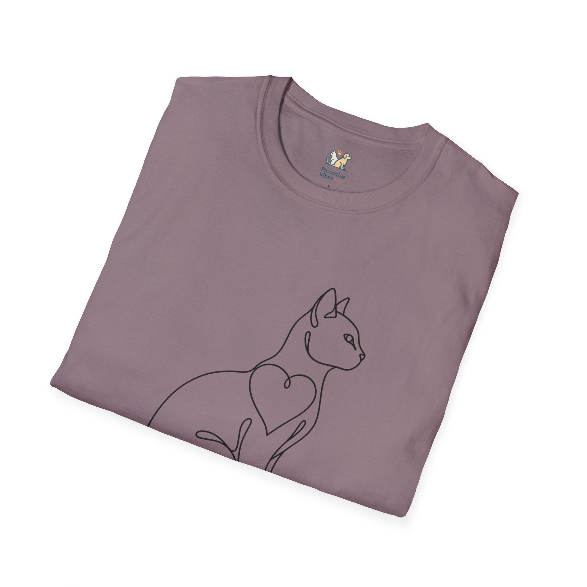 Sitting Cat Line Art T-Shirt