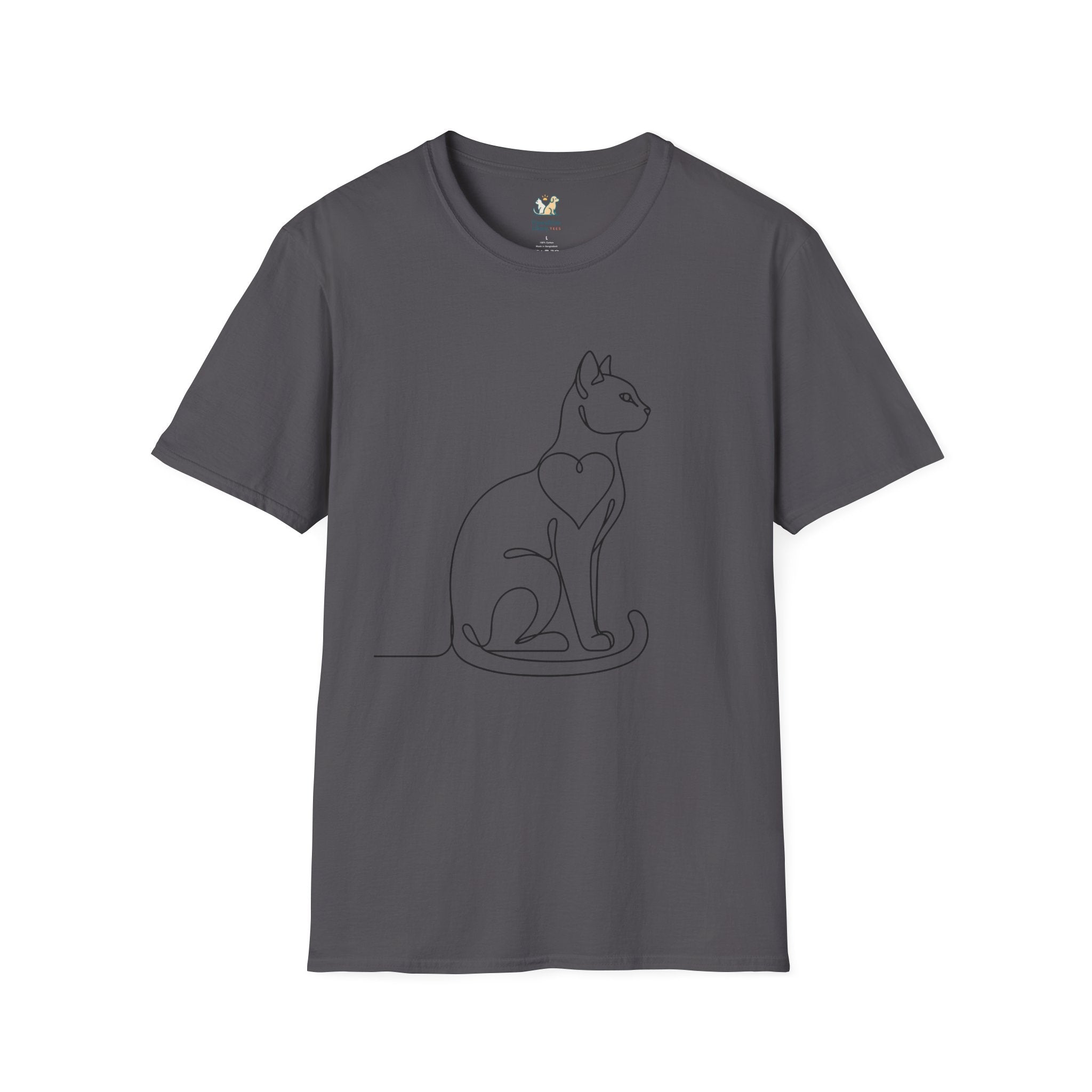 Sitting Cat Line Art T-Shirt