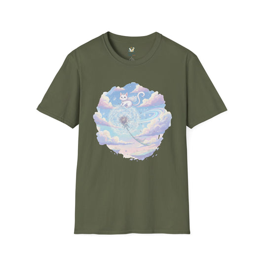 Cat Flying On A Giant Dandelion T-Shirt