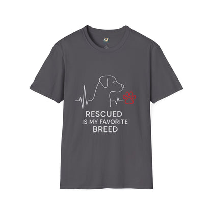 Rescued Is My  Dog Breed T-Shirt