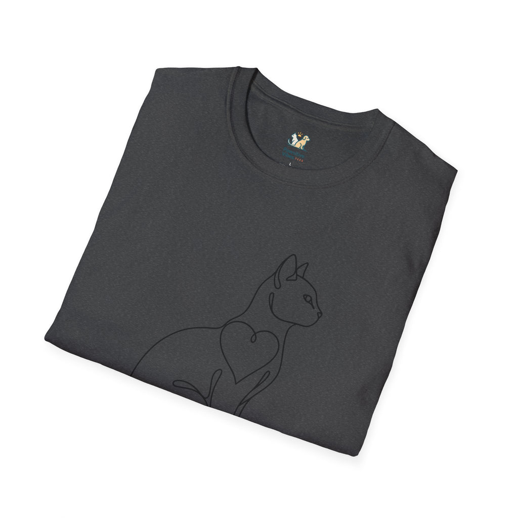 Sitting Cat Line Art T-Shirt