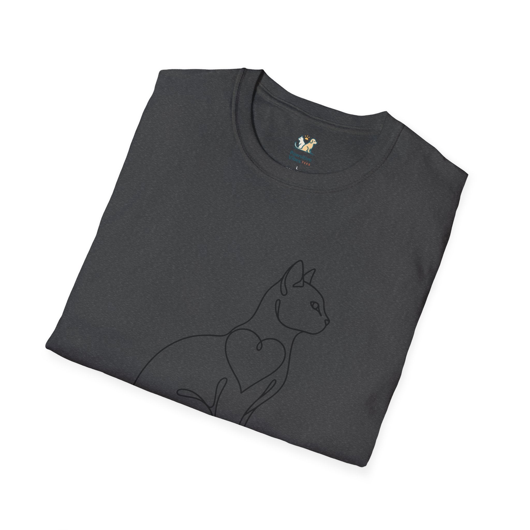 Sitting Cat Line Art T-Shirt