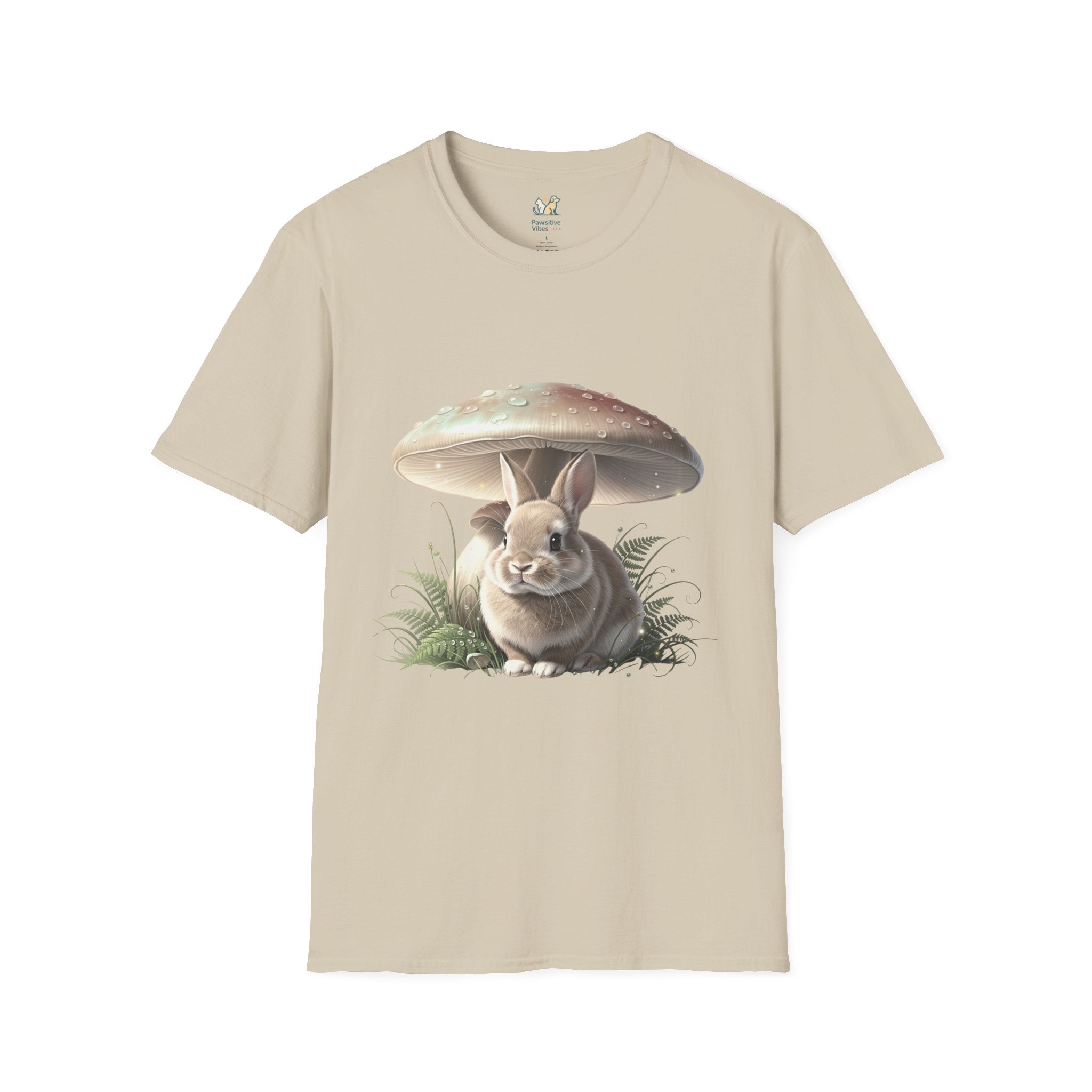 Fluffy Rabbit Beneath A Mushroom T-Shirt