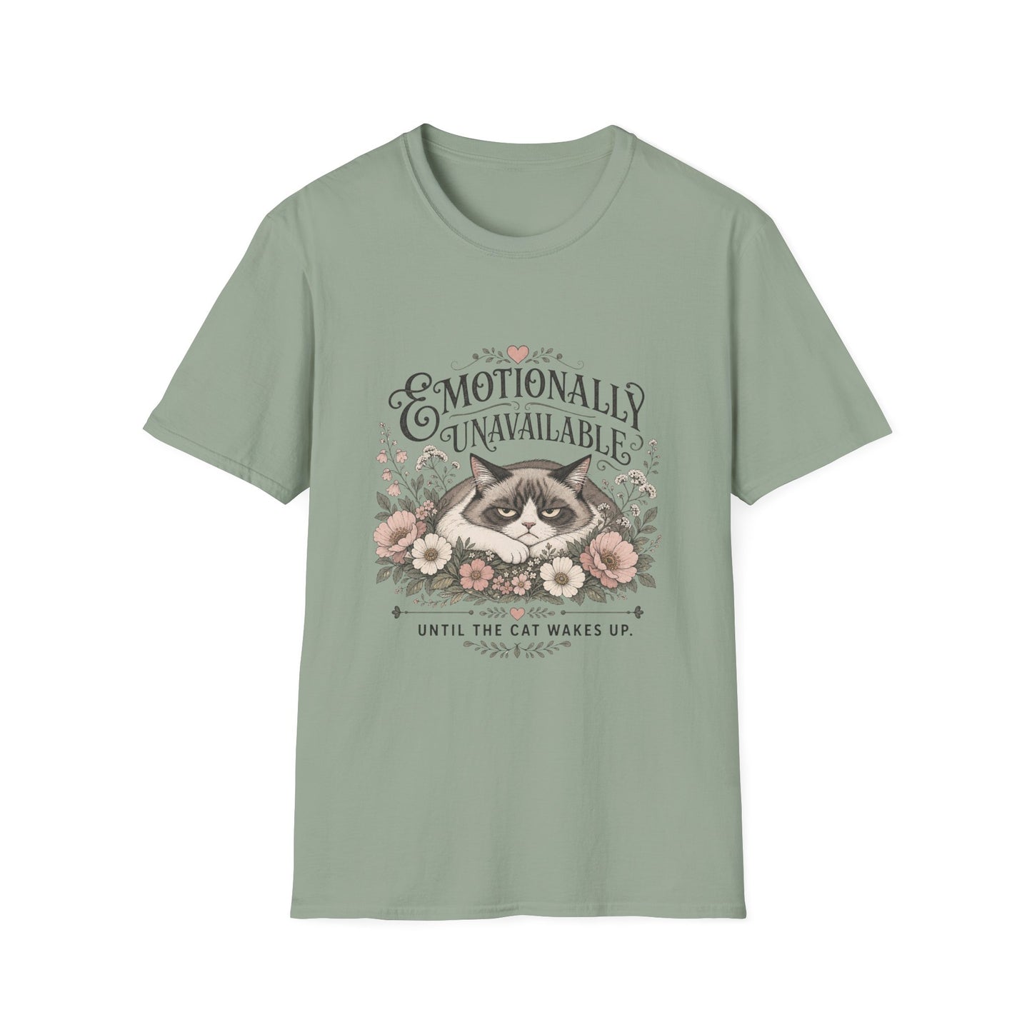 Emotionally Unavailable Until The Cat Wakes Up T-Shirt