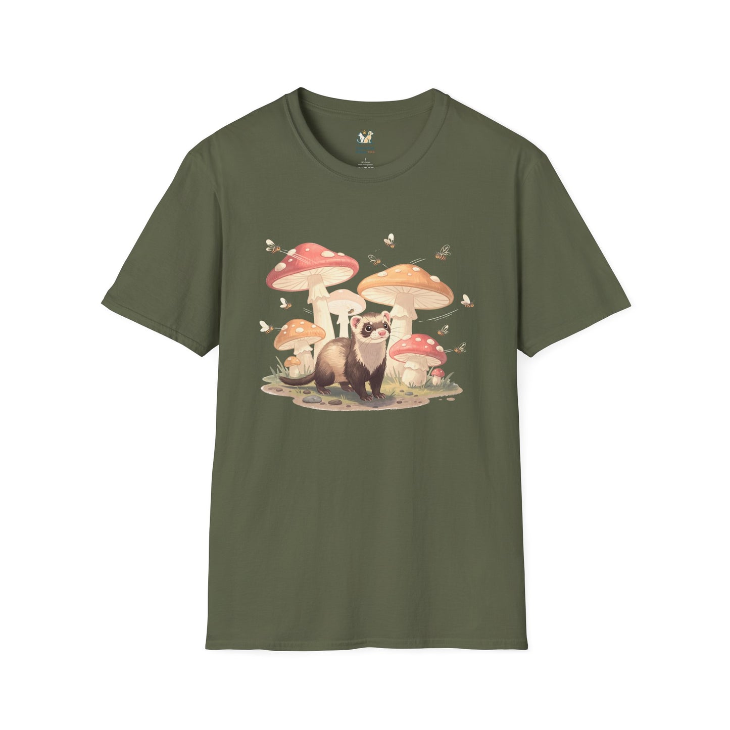 Ferret With Giant Mushrooms  T-Shirt