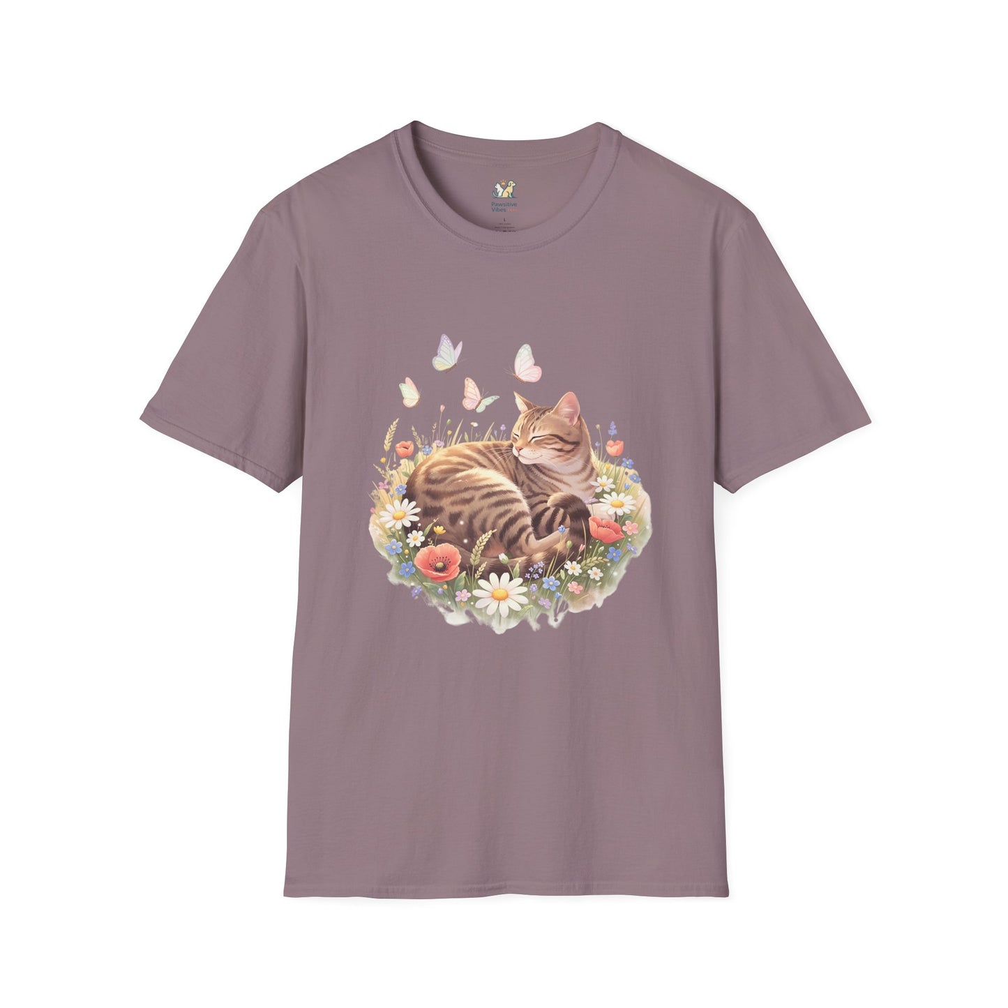 Tabby Cat Curled In Wildflowers T-Shirt