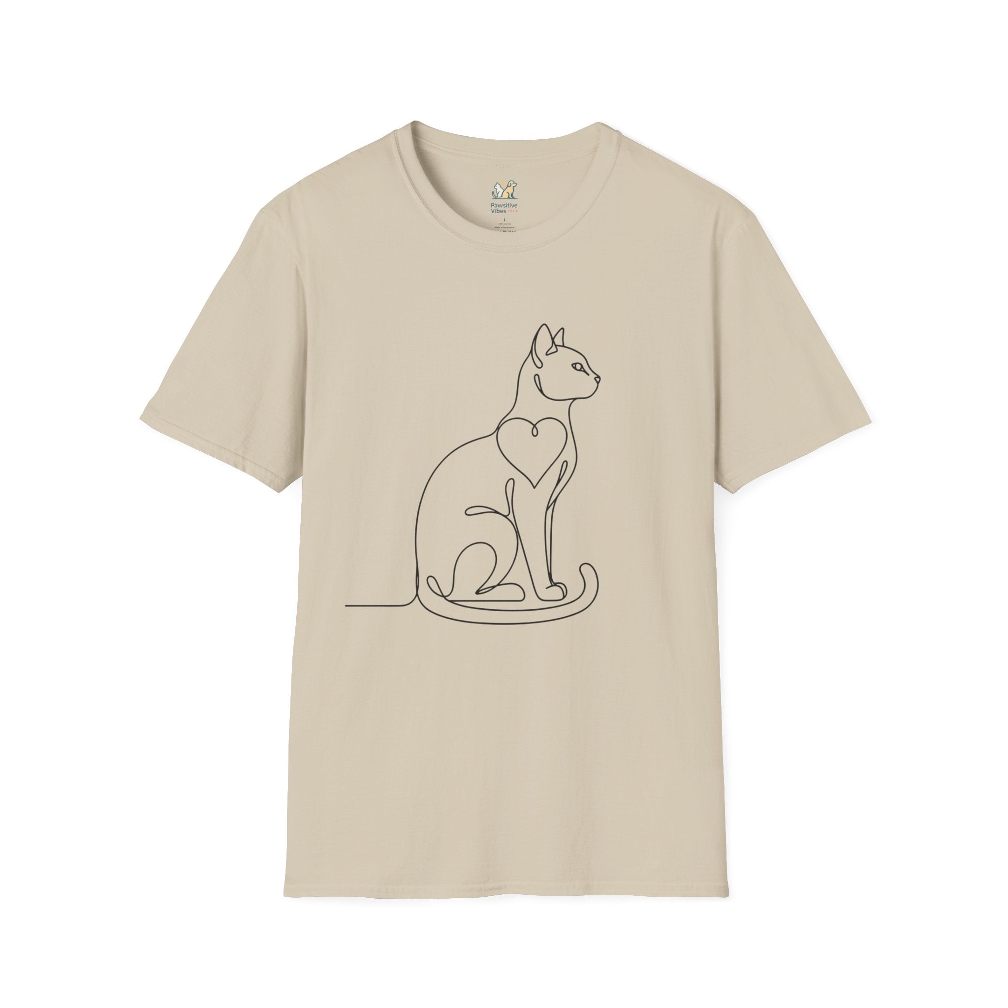 Sitting Cat Line Art T-Shirt