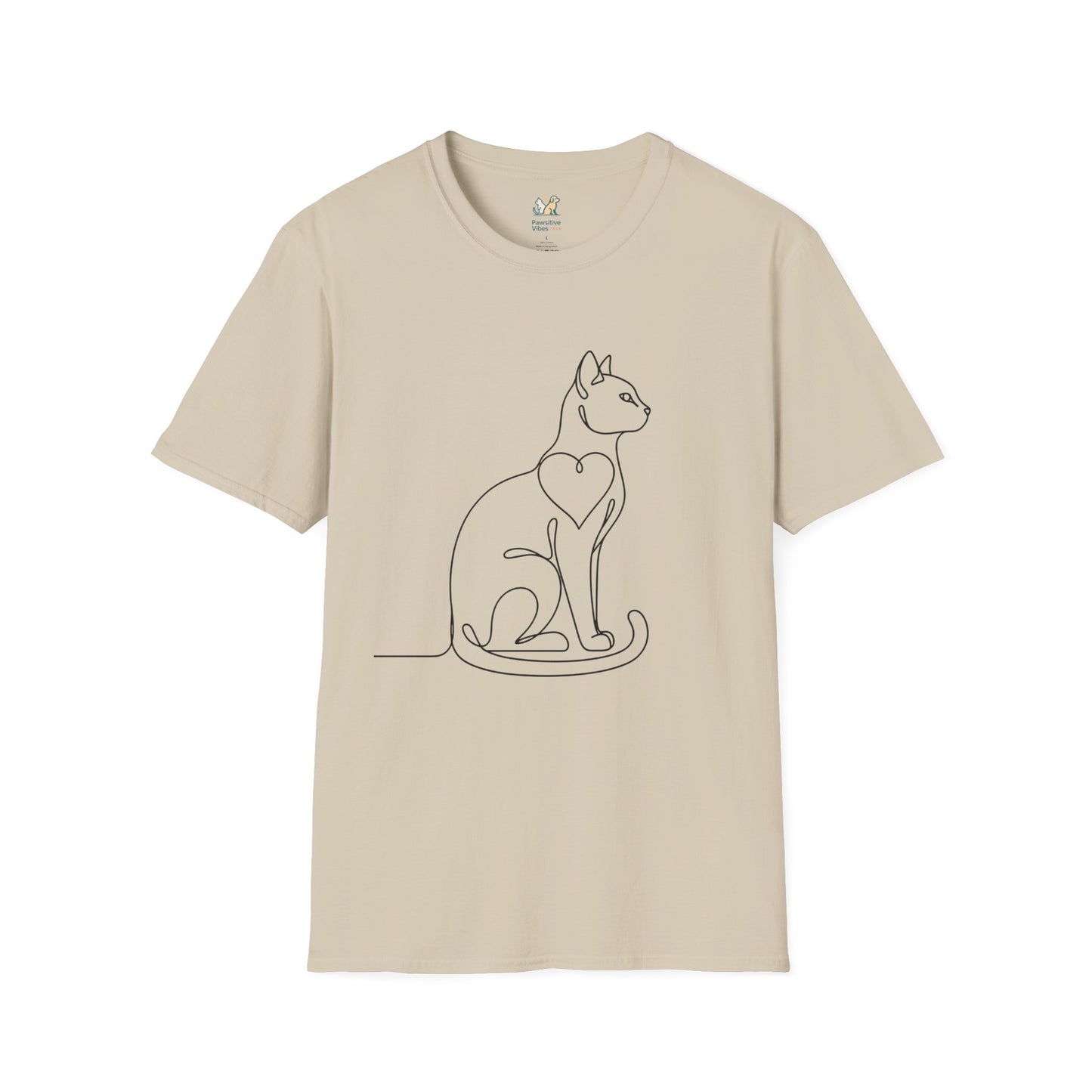 Sitting Cat Line Art T-Shirt