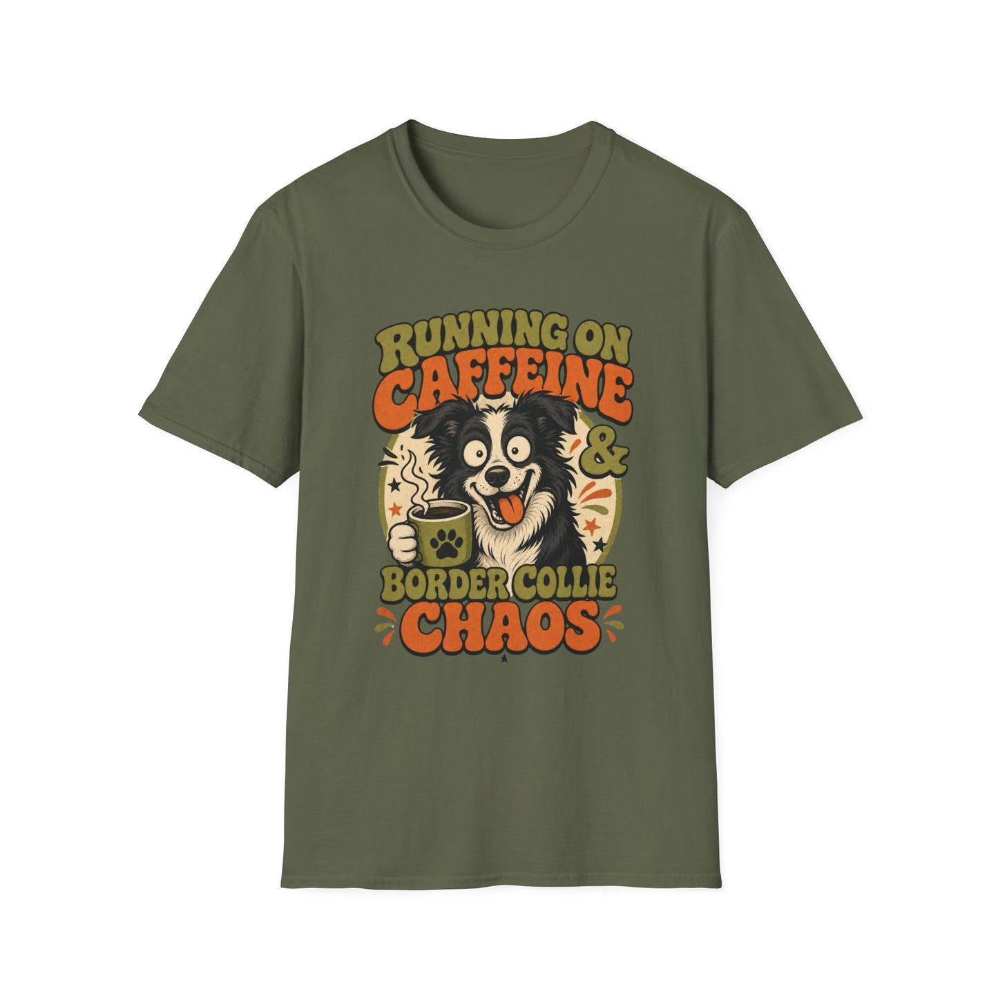 Running On Caffeine & Border Collie Chaos T-Shirt